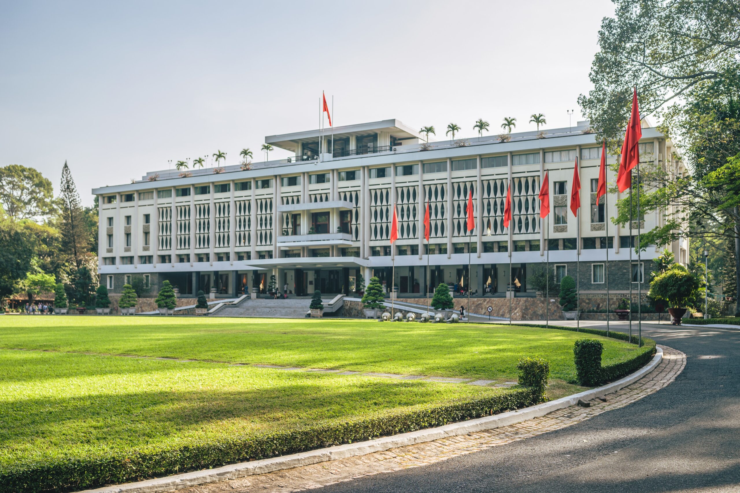 The architecture of Independence Palace, Ho Chi Minh City, Vietnam.